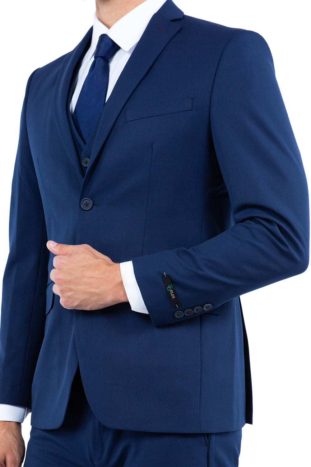 Premium Navy Notch Lapel 3 Piece Slim Fit Zegarie Flex Men's Suit