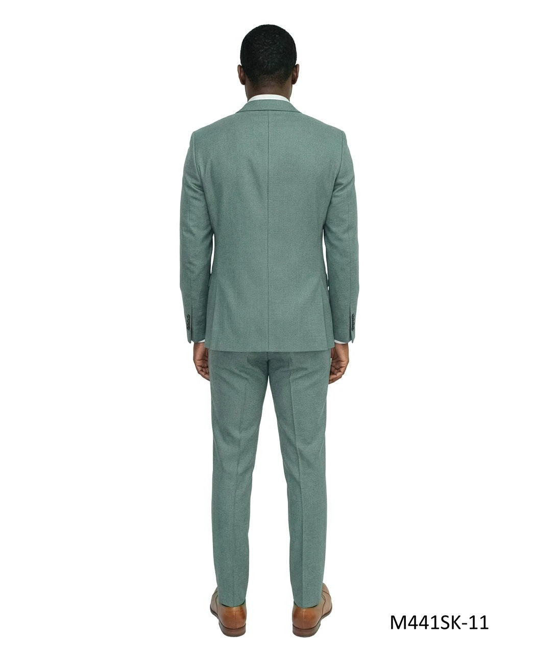 Green Birdseye Peak Lapel 3 Piece Skinny Fit Men's Suit