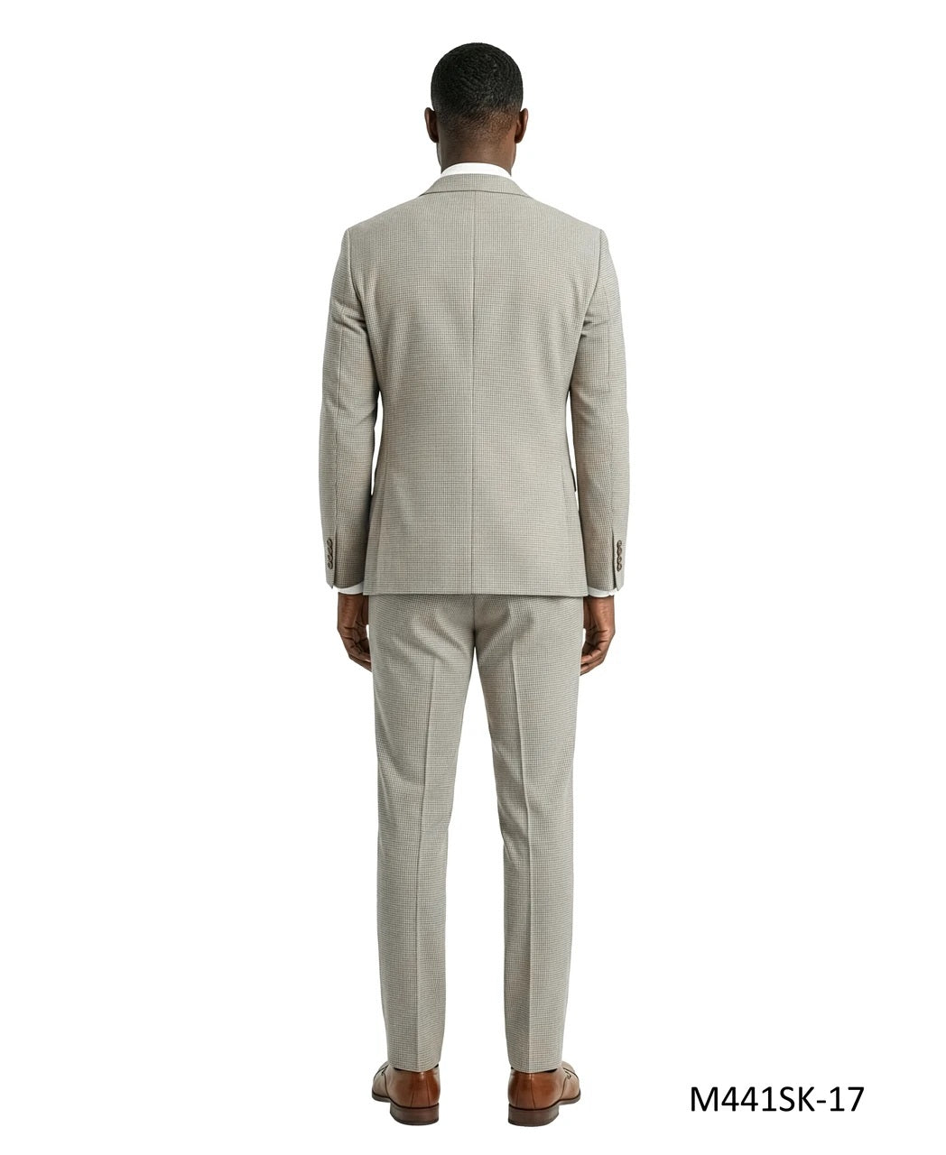 Tan Birdseye Peak Lapel 3 Piece Skinny Fit Men's Suit