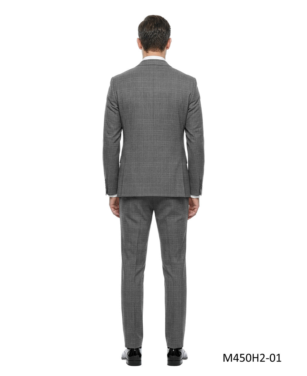 Grey Plaid Notch Lapel 3 Piece Men's Suit