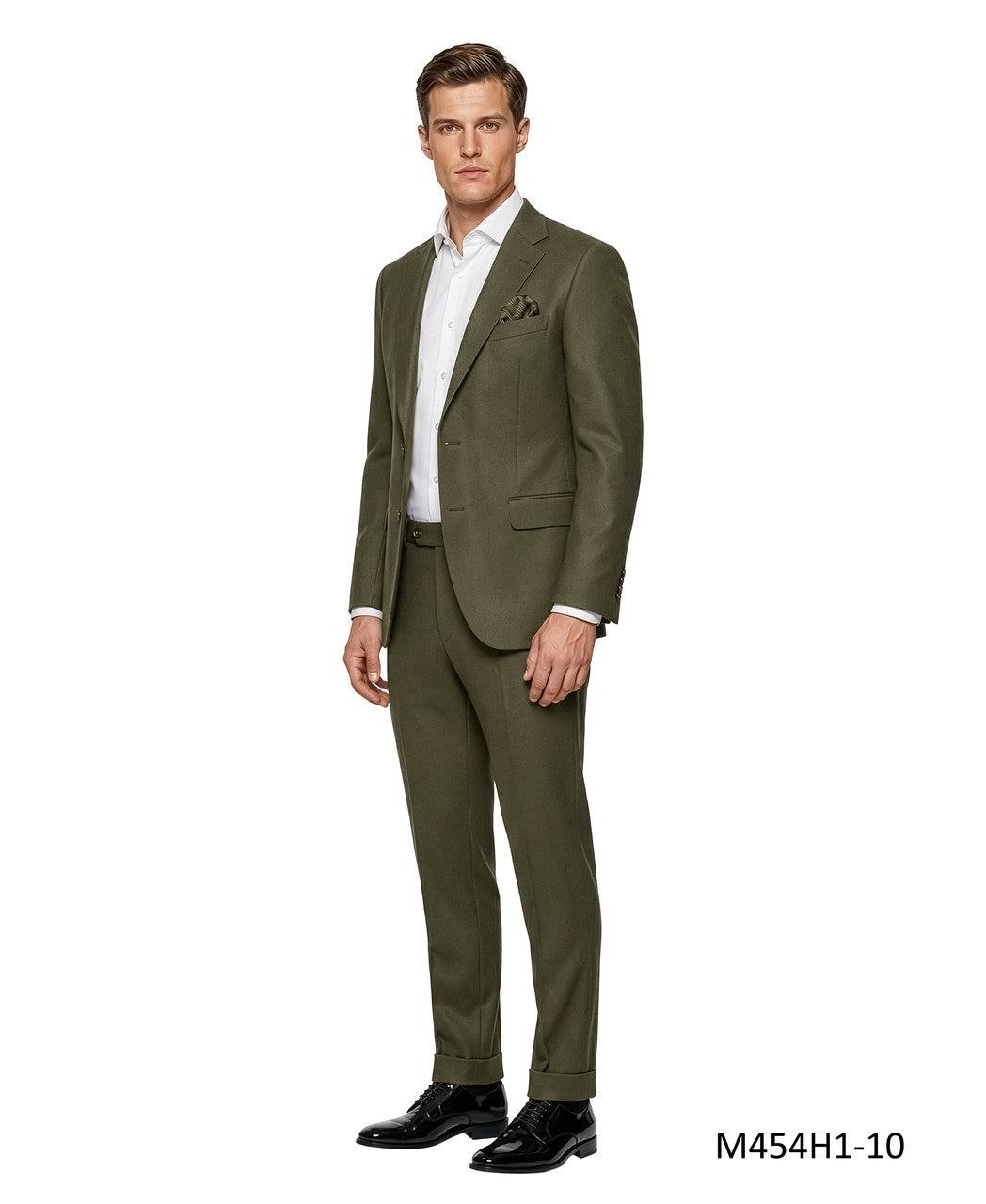 Olive Textured Knit Notch Lapel 2 Piece Tazzio Men's Suit
