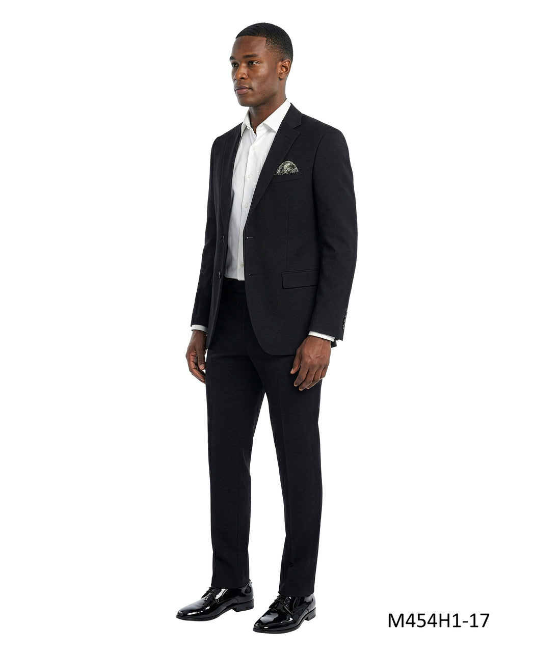 Black Textured Knit Notch Lapel 2 Piece Tazzio Men's Suit