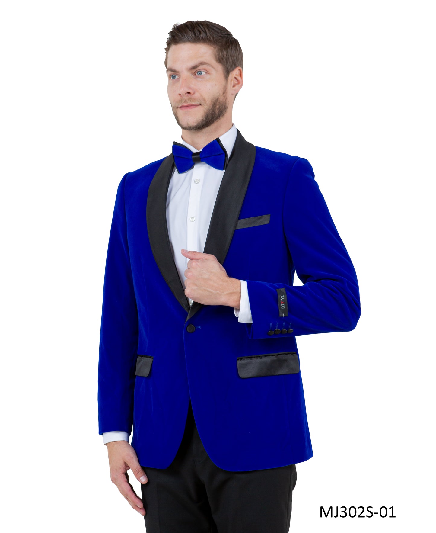 Royal Velvet Satin Shawl Lapel Slim Fit Tazzio Men's Jacket With Matching Bowtie