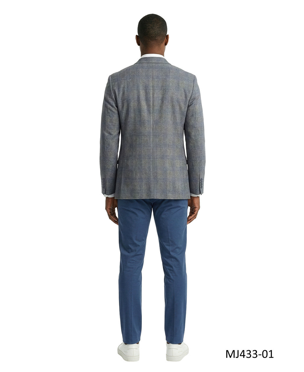 Mid Grey Glen Plaid Notch Lapel Modern Fit Men's Jacket