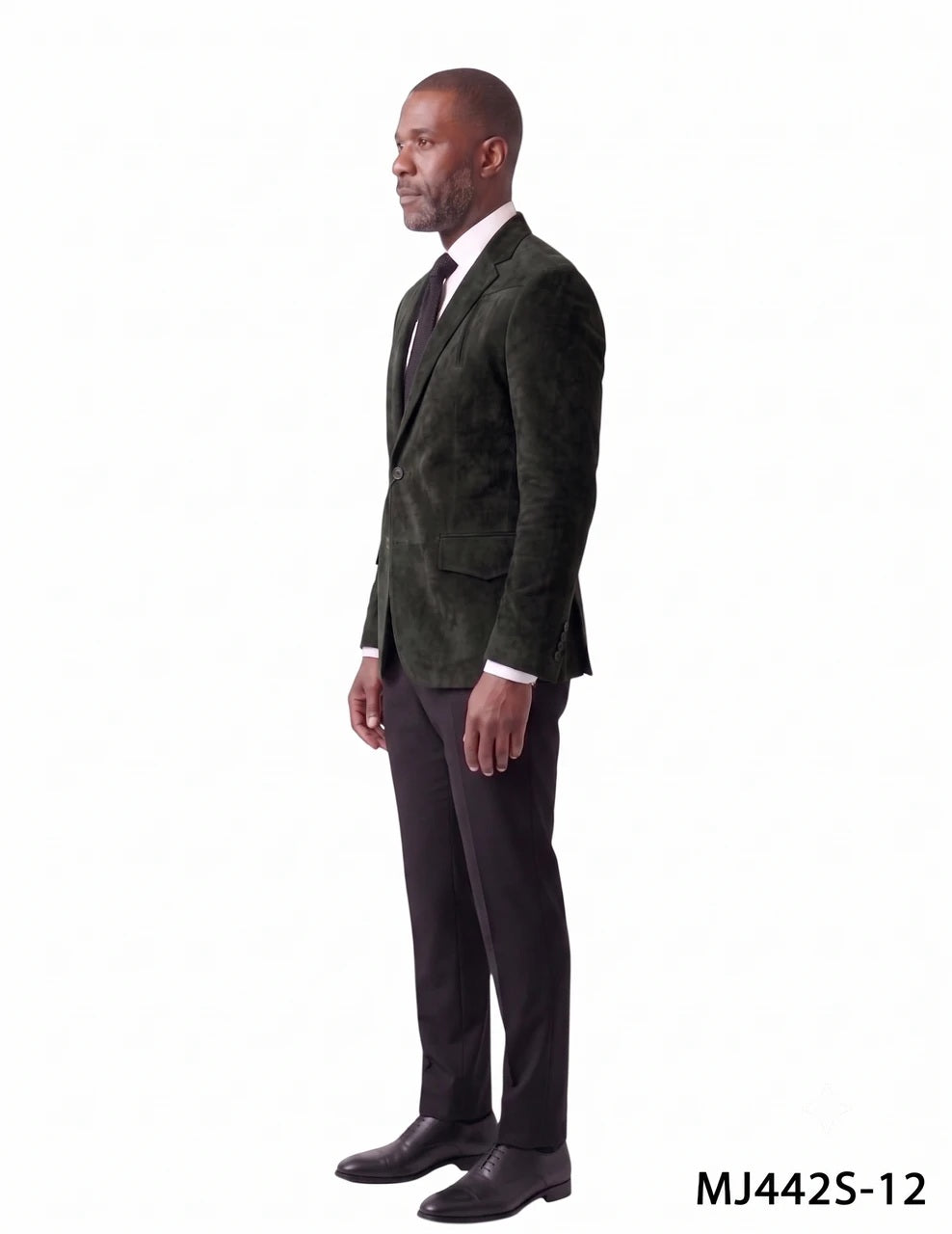 Black Suede Notch Lapel Slim Fit Men's Jacket