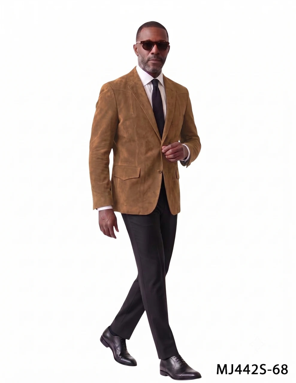 Coffee Suede Notch Lapel Slim Fit Men's Jacket