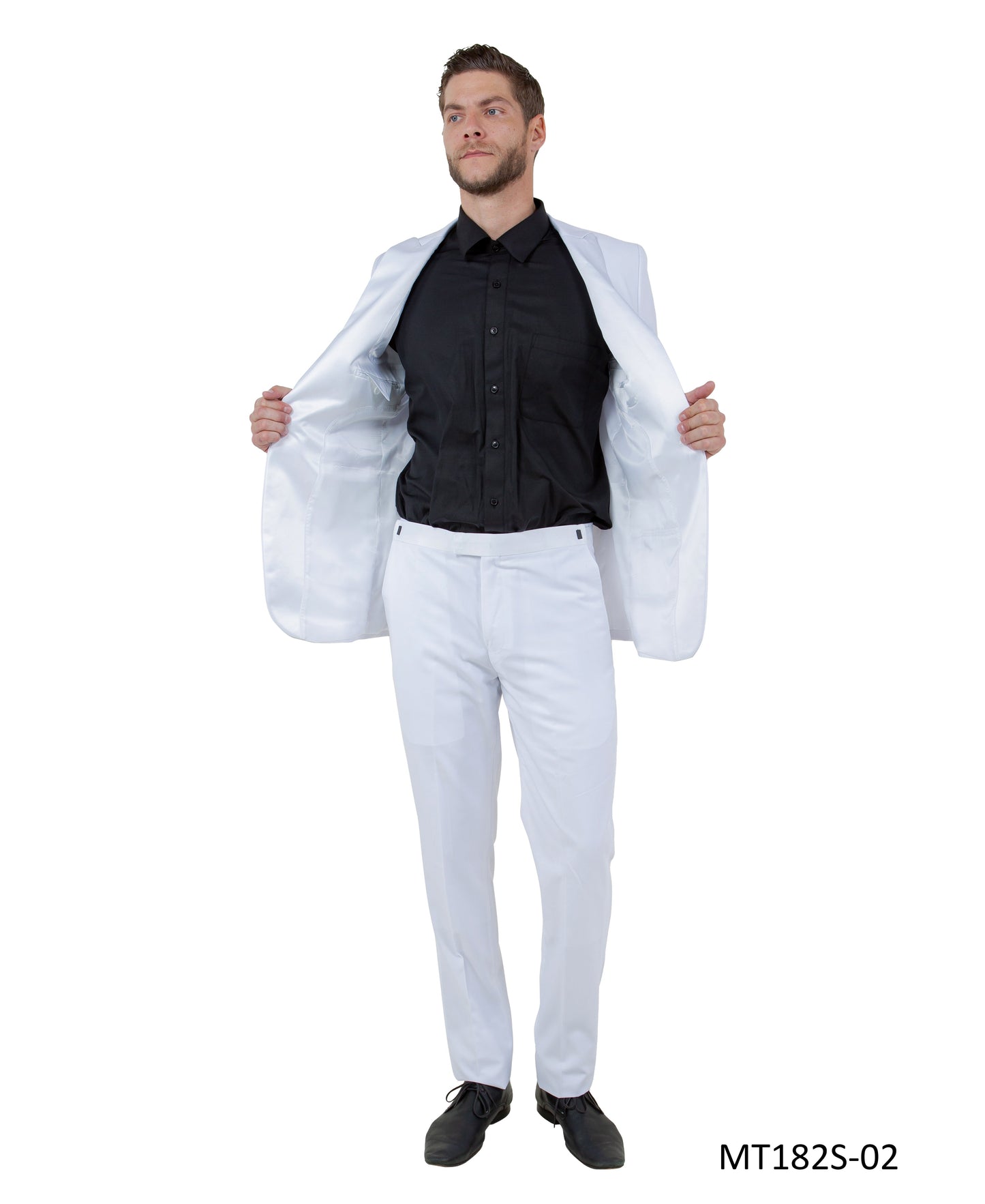 White on White Satin Peak Lapel Slim Fit 2 Piece Bryan Michaels Men's Tuxedo