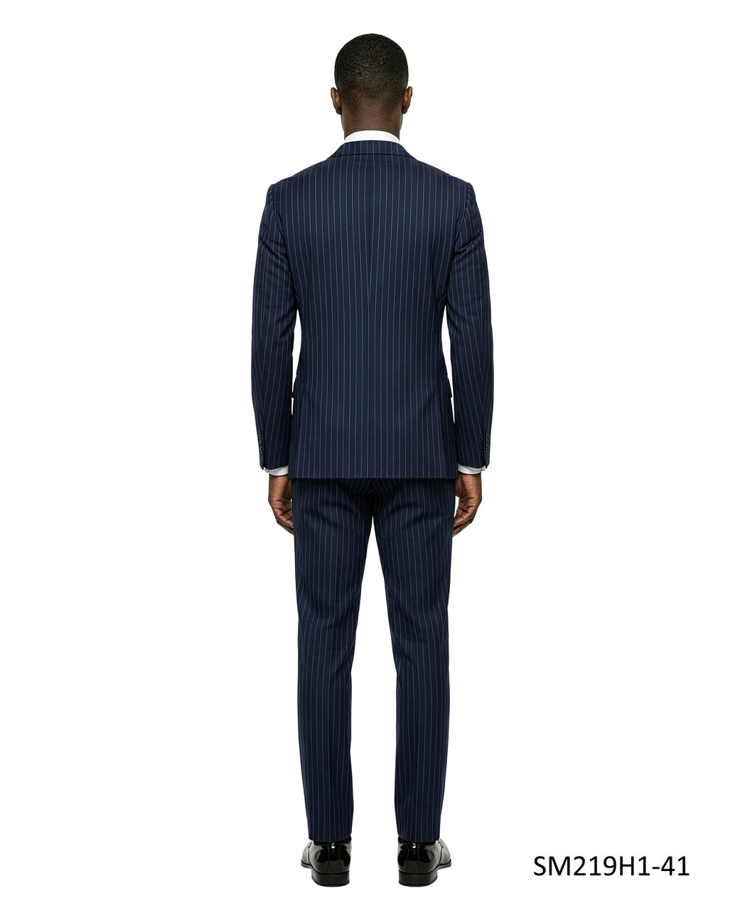 Navy Double Breatsed Pinstripe Peak Lapel 2 Piece Stacy Adams Men's Suit