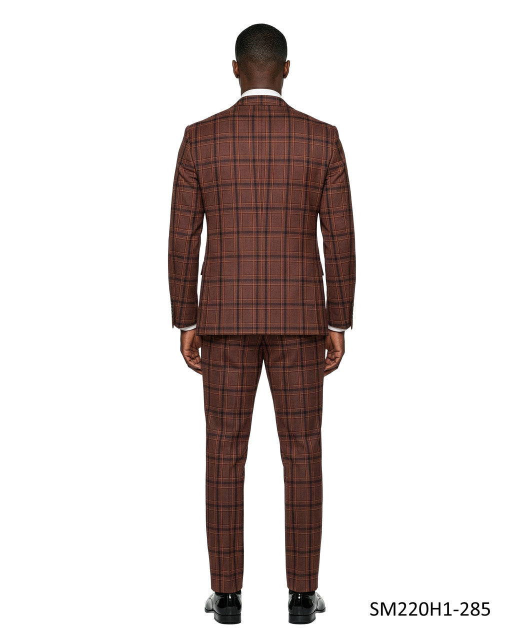 Rust Plaid Wide Peak Lapel 3 Piece Stacy Adams Men's Suit