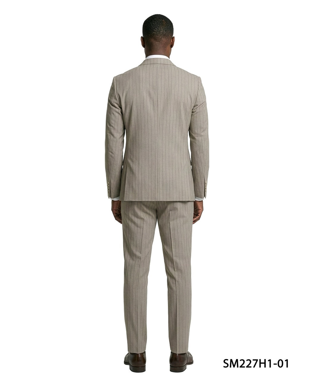 Khaki Pinstripe Double Breatsed Plaid Peak Lapel 2 Piece Stacy Adams Men's Suit