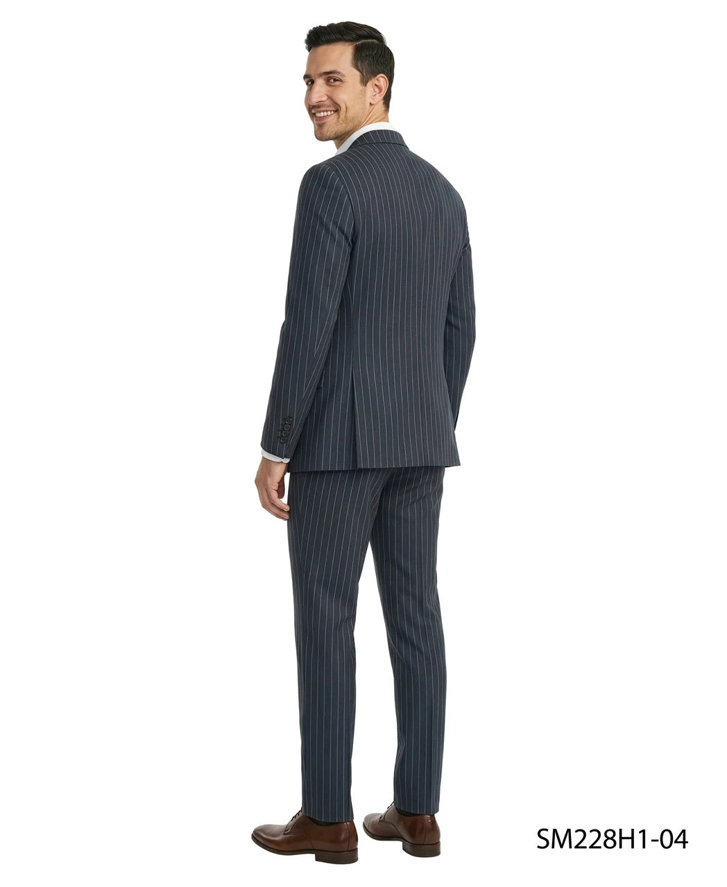 Navy Pinstripe Peak Lapel 2 Piece Stacy Adams Men's Suit