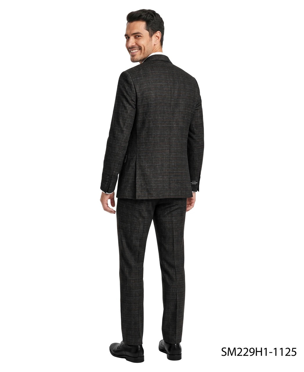 Black Micro-Grid Textured Notch Lapel 3 Piece Stacy Adams Men's Suit