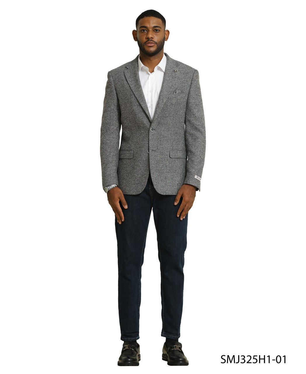 Grey Tweed Notch Lapel Stacy Adams Men's Jacket