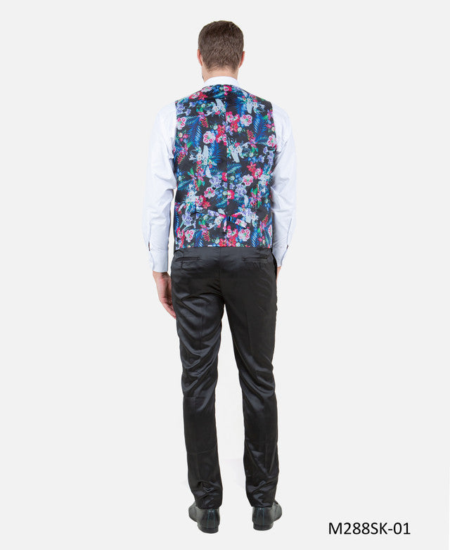 Satin Black/Black w/ Shawl Linning Trim Lapel 3 Piece Fashion Men's Suit