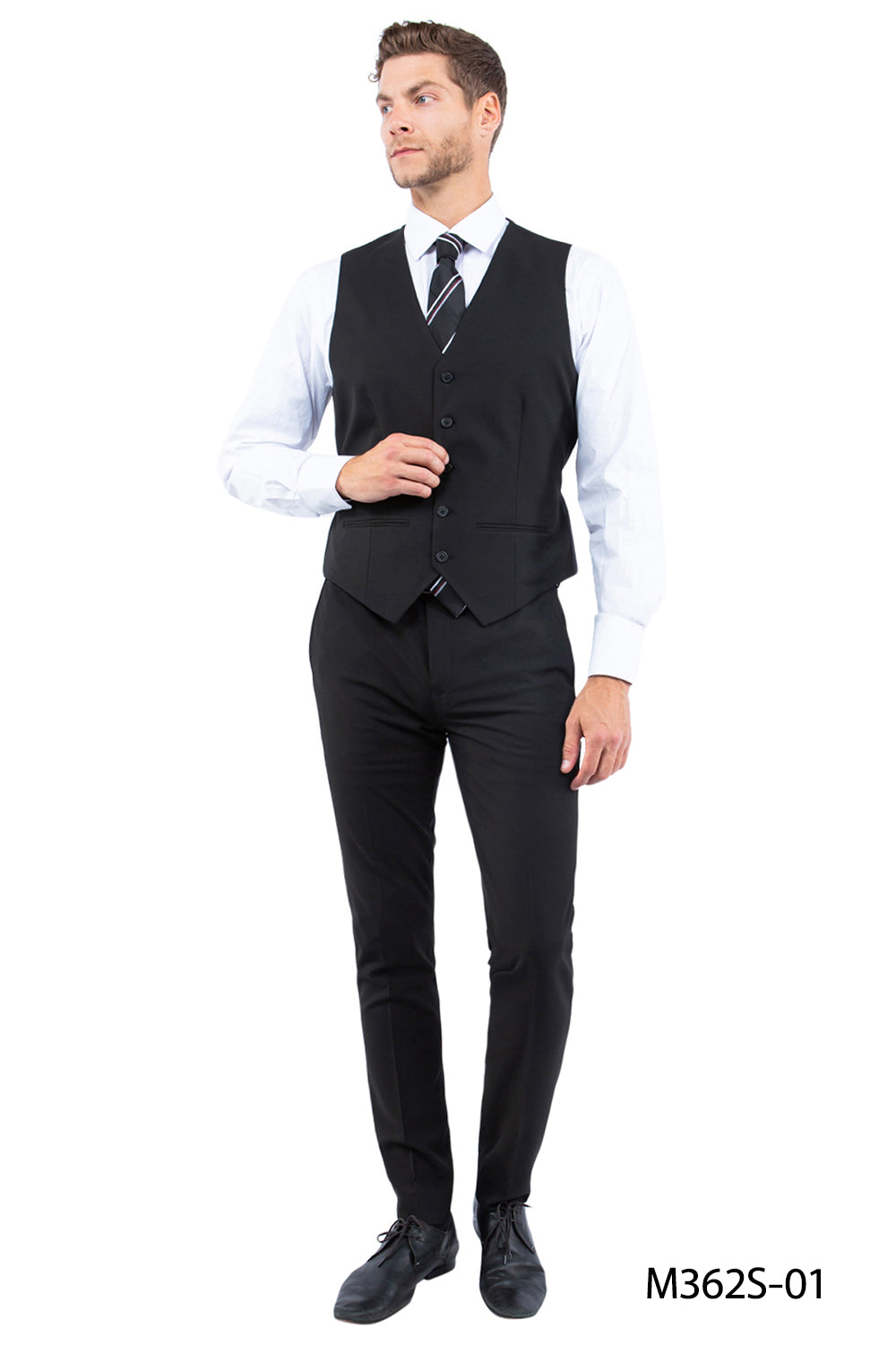 Premium Black Notch Lapel 3 Piece Slim Fit Zegarie Flex Men's Suit