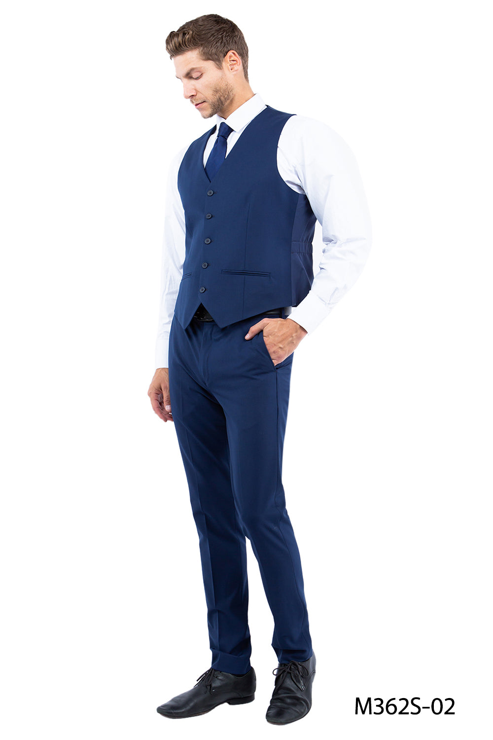 Premium Navy Notch Lapel 3 Piece Slim Fit Zegarie Flex Men's Suit