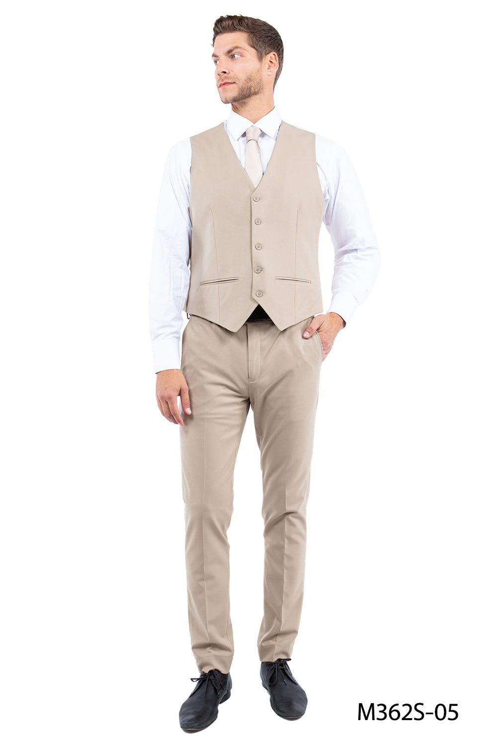 Premium Tan Notch Lapel 3 Piece Slim Fit Zegarie Flex Men's Suit