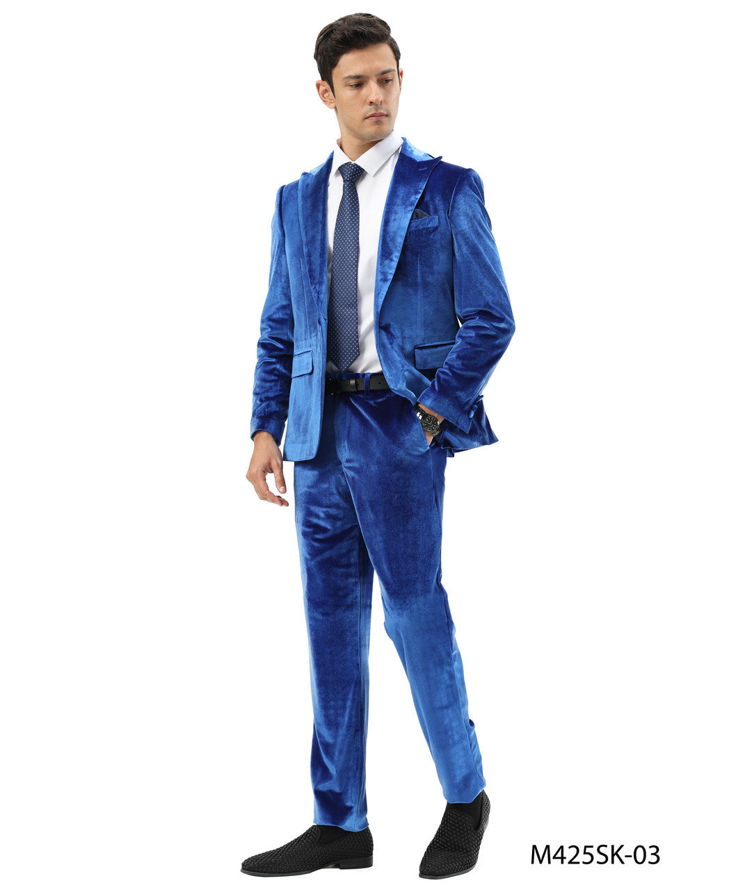 Royal Velvet Peak Lapel 2 Piece Skinny Fit Tazzio Men's Suit