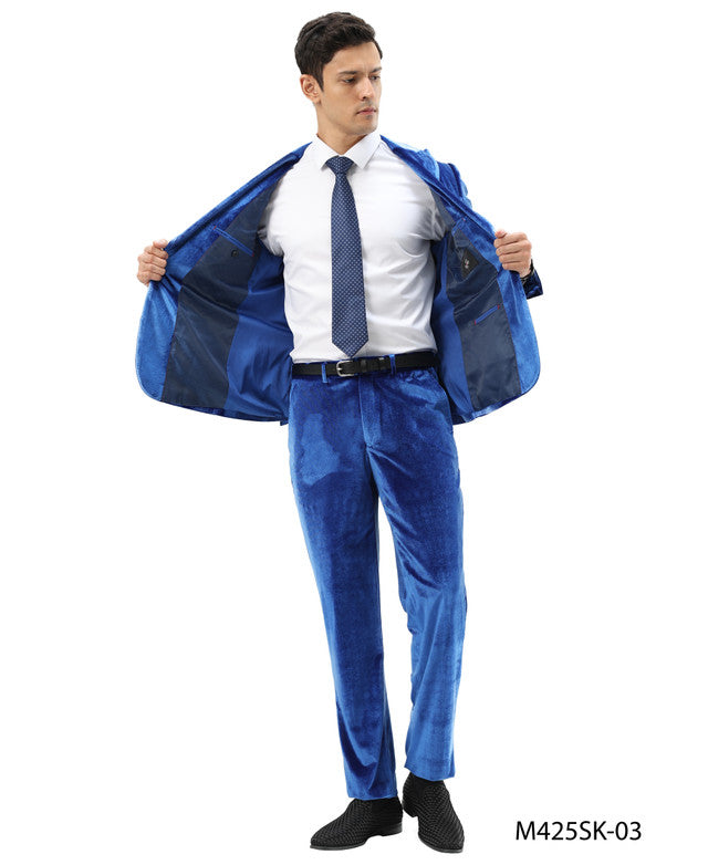 Royal Velvet Peak Lapel 2 Piece Skinny Fit Tazzio Men's Suit