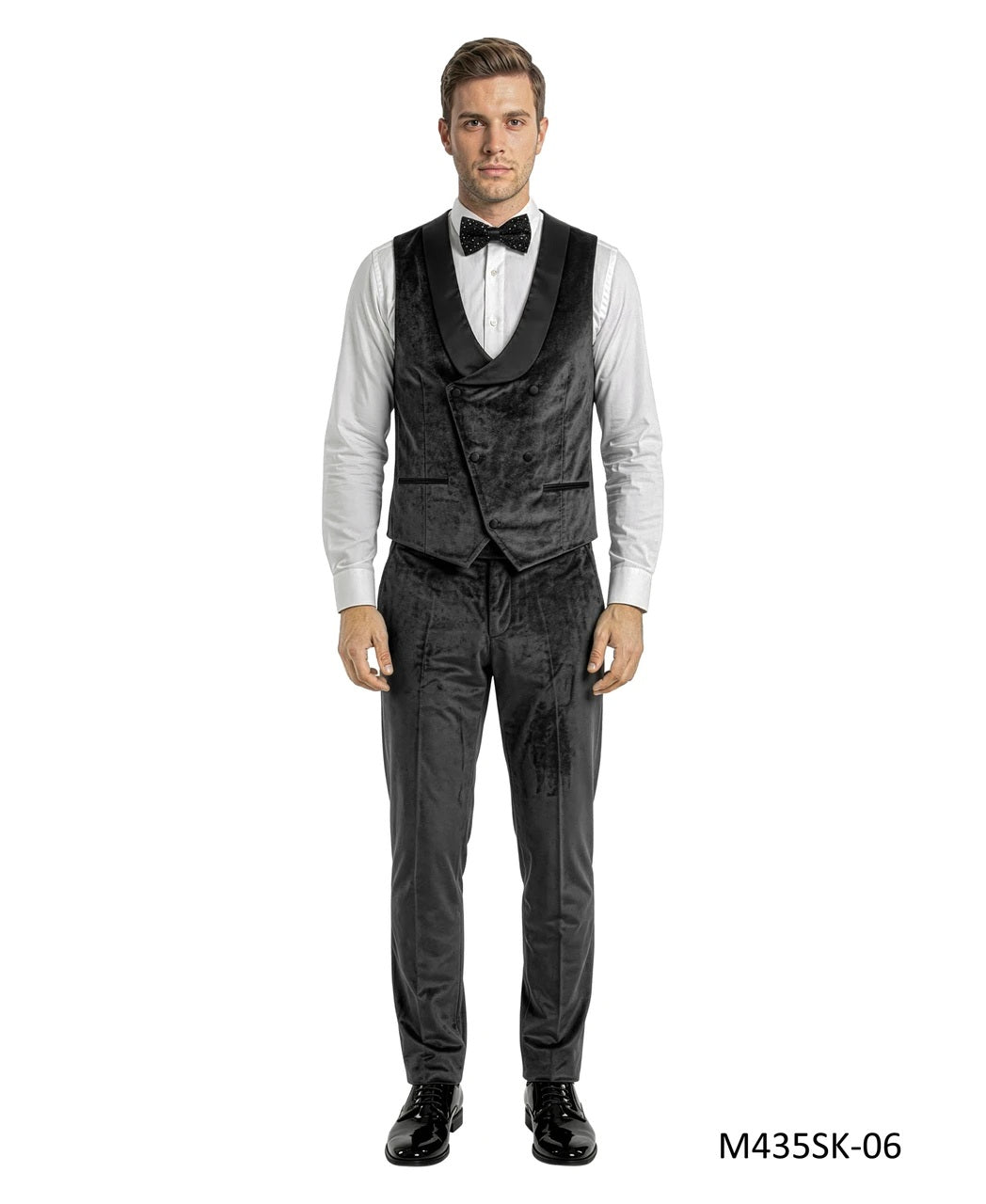 Black Velvet Sequin Velvet Shawl Lapel 3 Piece Men's Fashion Suit