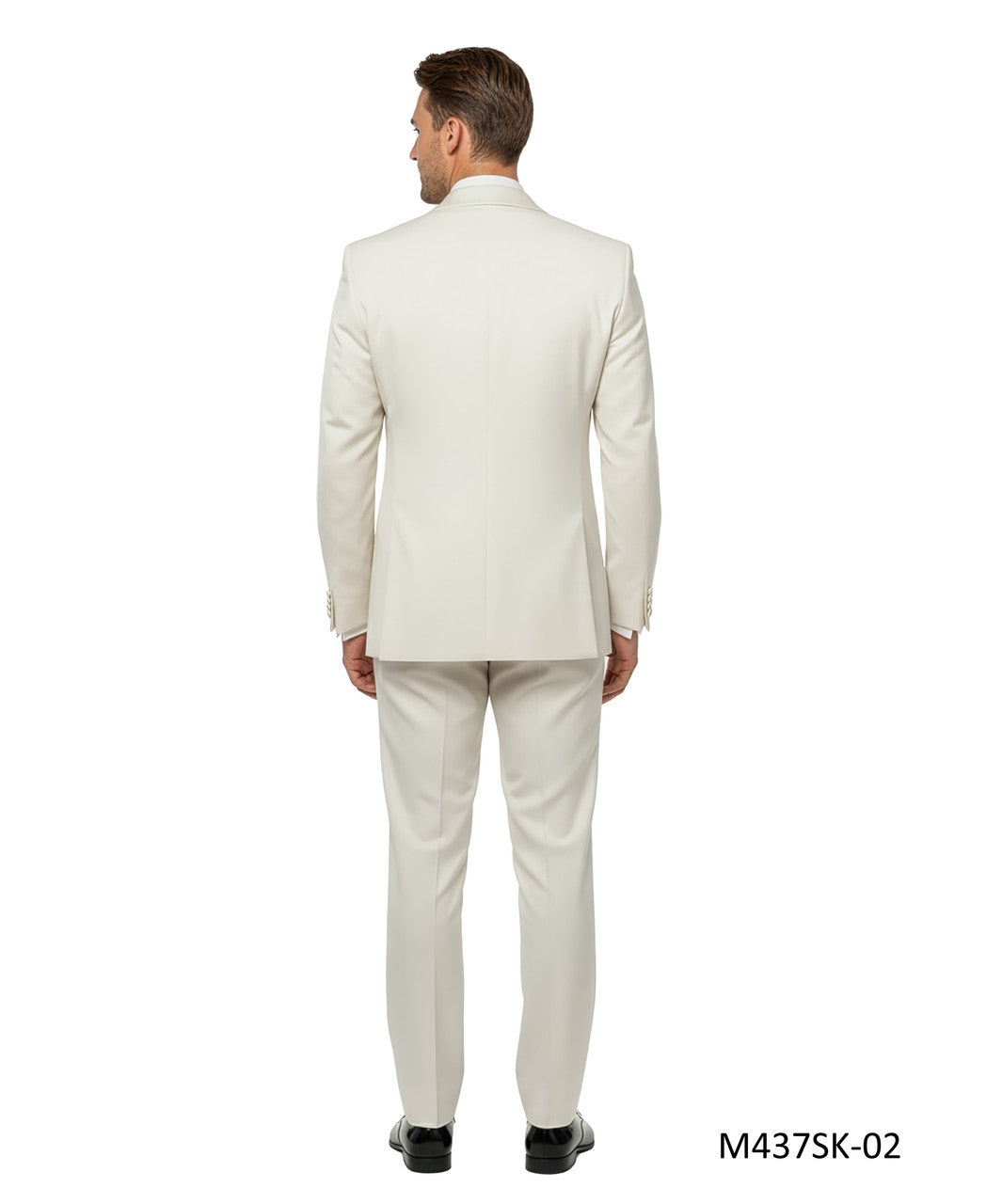 Solid Ivory Wide Shawl Lapel 3 Piece Skinny Fit Men's Suit