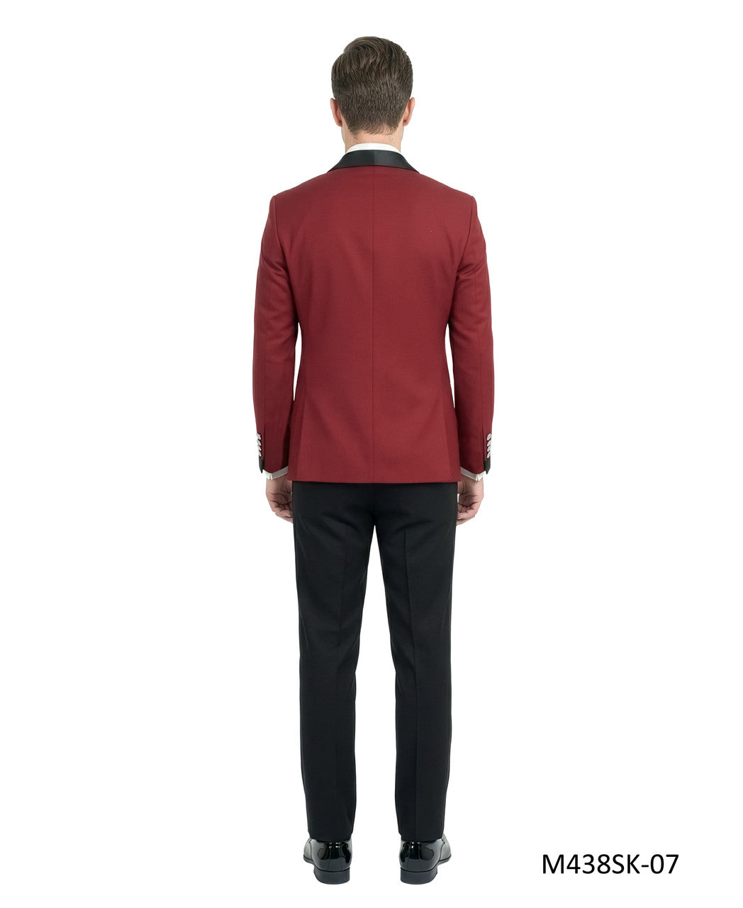 Red Double Breasted Wide Satin Shawl Lapel w/ Gold Bottons 2 Piece Skinny Fit Men's Suit