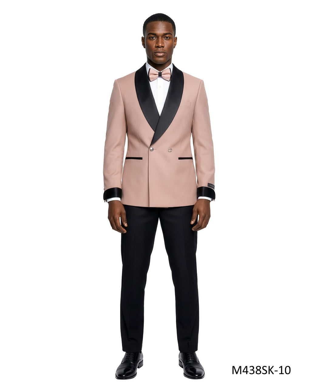 Blush Double Breasted Wide Satin Shawl Lapel w/ Gold Bottons 2 Piece Skinny Fit Men's Suit