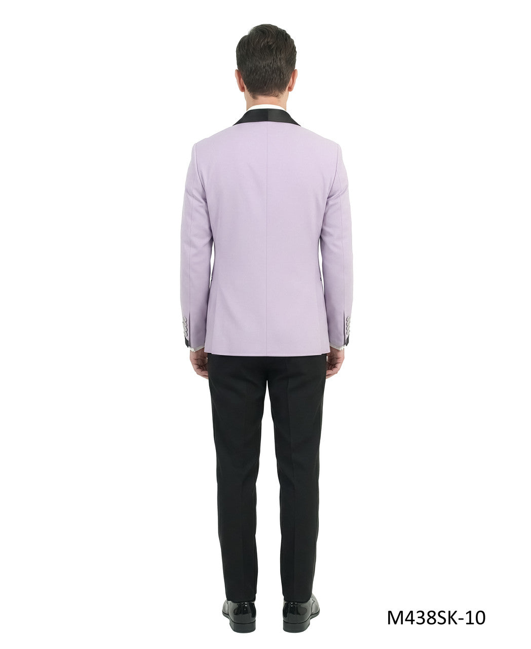 Lavender Double Breasted Wide Satin Shawl Lapel w/ Gold Bottons 2 Piece Skinny Fit Men's Suit