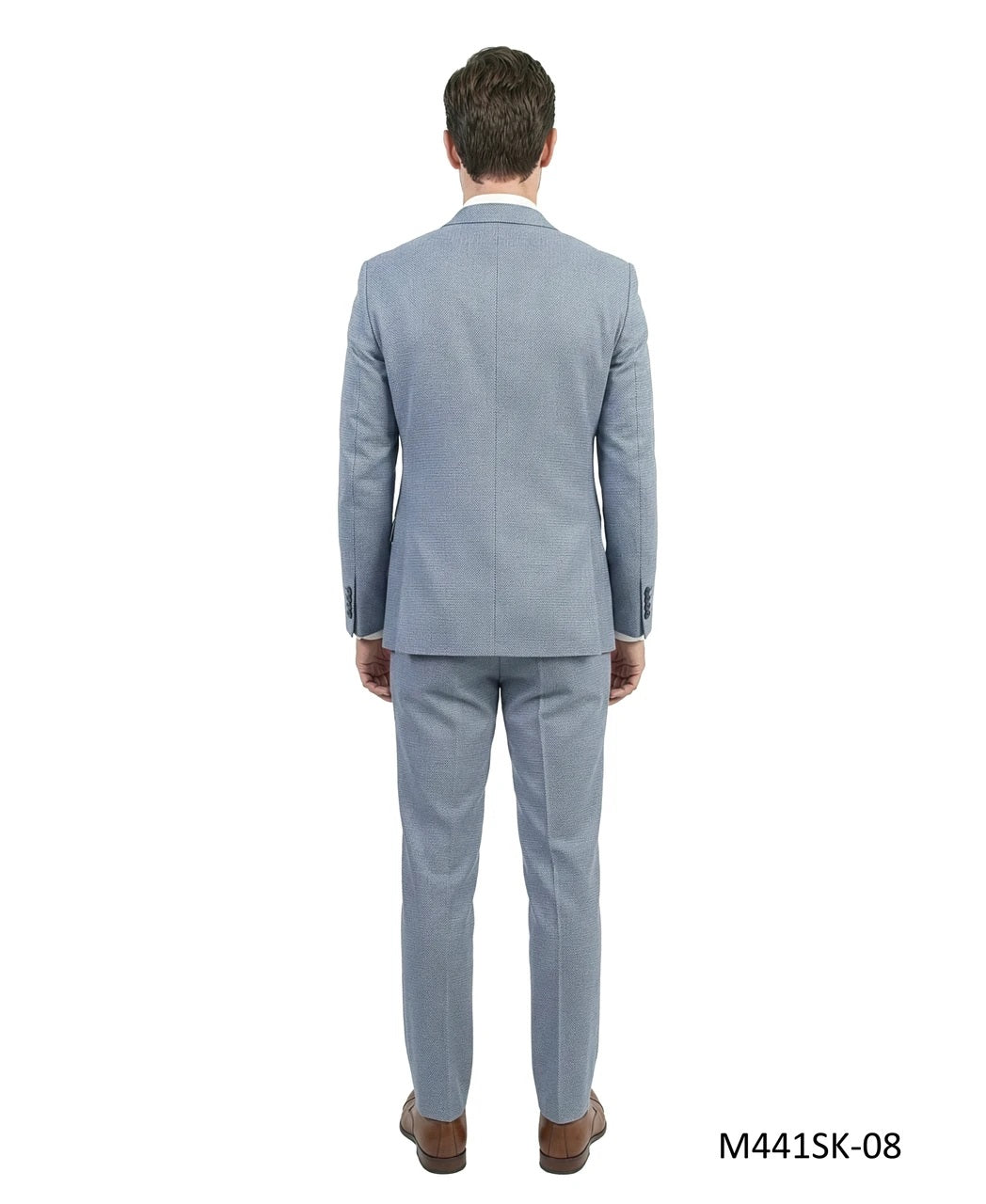 Blue Birdseye Peak Lapel 3 Piece Skinny Fit Men's Suit