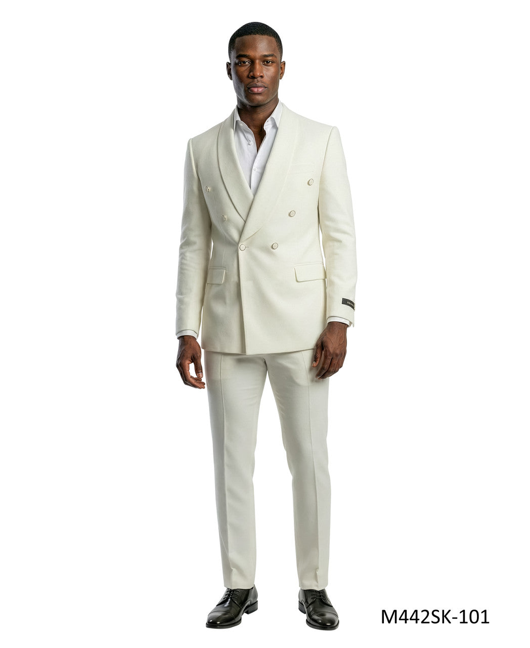 Ivory Double Breasted Wide Shawl Lapel 2 Piece Skinny Fit Men's Suit