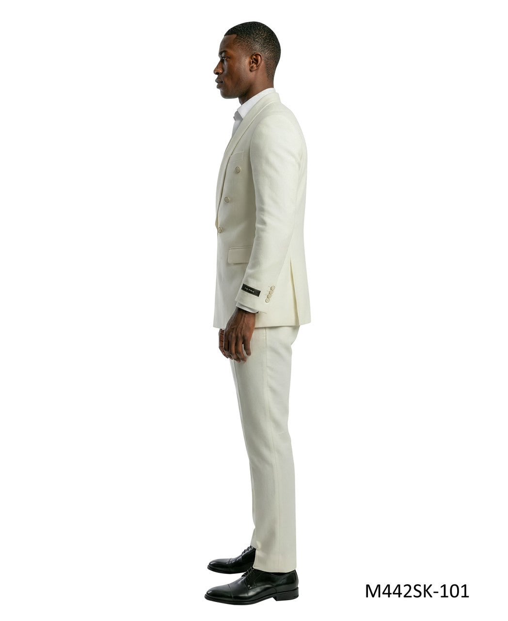 Ivory Double Breasted Wide Shawl Lapel 2 Piece Skinny Fit Men's Suit