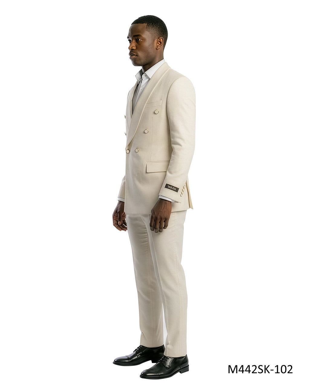 Tan Double Breasted Wide Shawl Lapel 2 Piece Skinny Fit Men's Suit