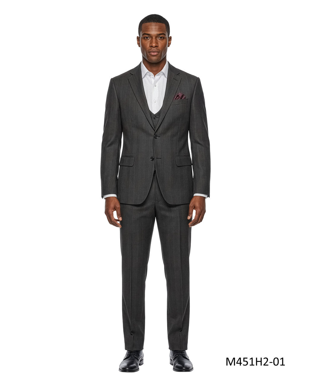 Brown Plaid Notch Lapel 3 Piece Men's Suit