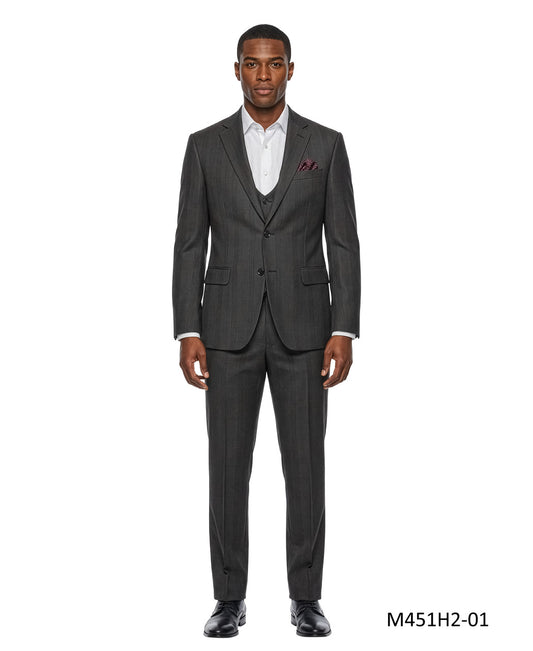 Brown Plaid Notch Lapel 3 Piece Men's Suit