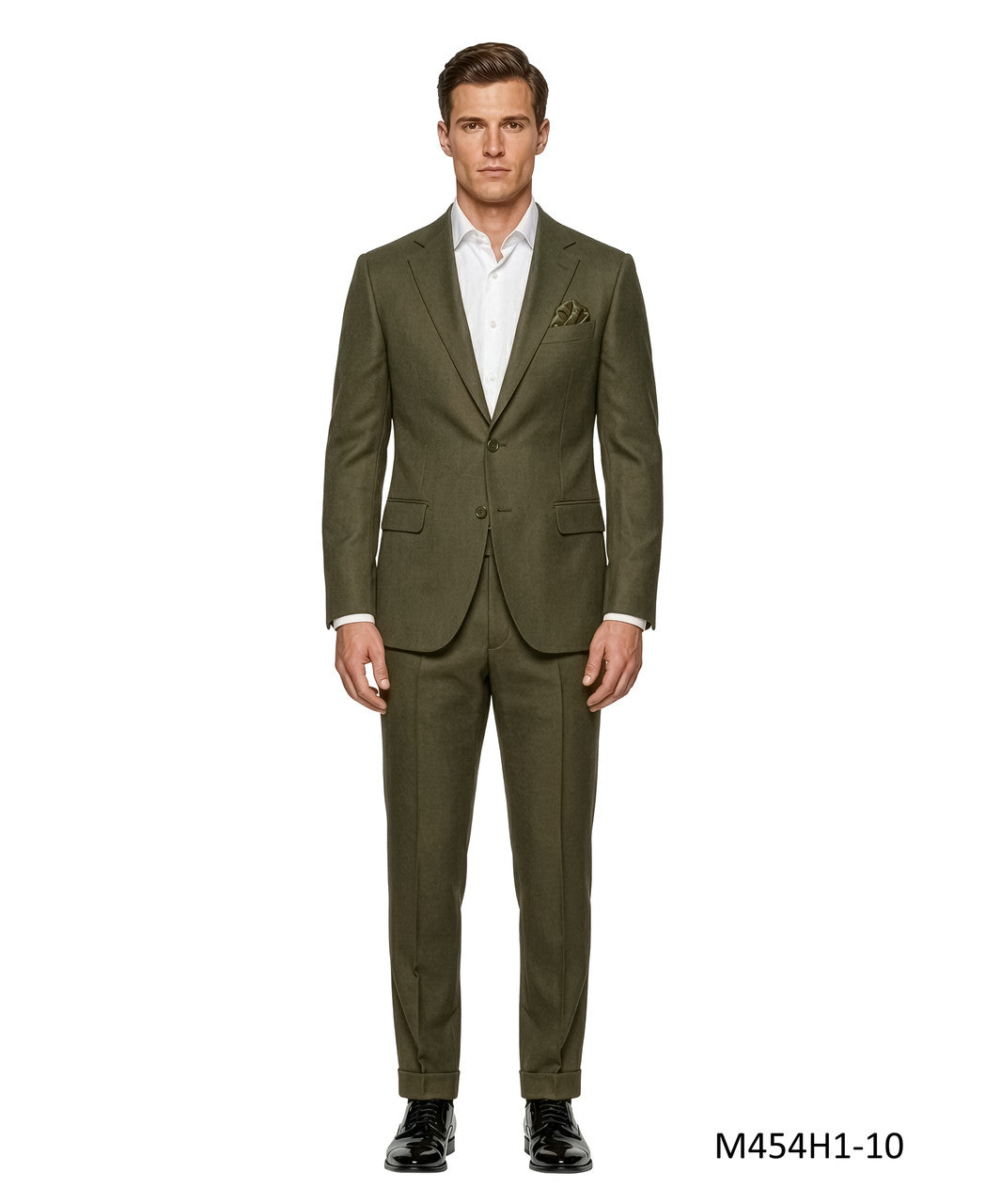 Olive Textured Knit Notch Lapel 2 Piece Tazzio Men's Suit