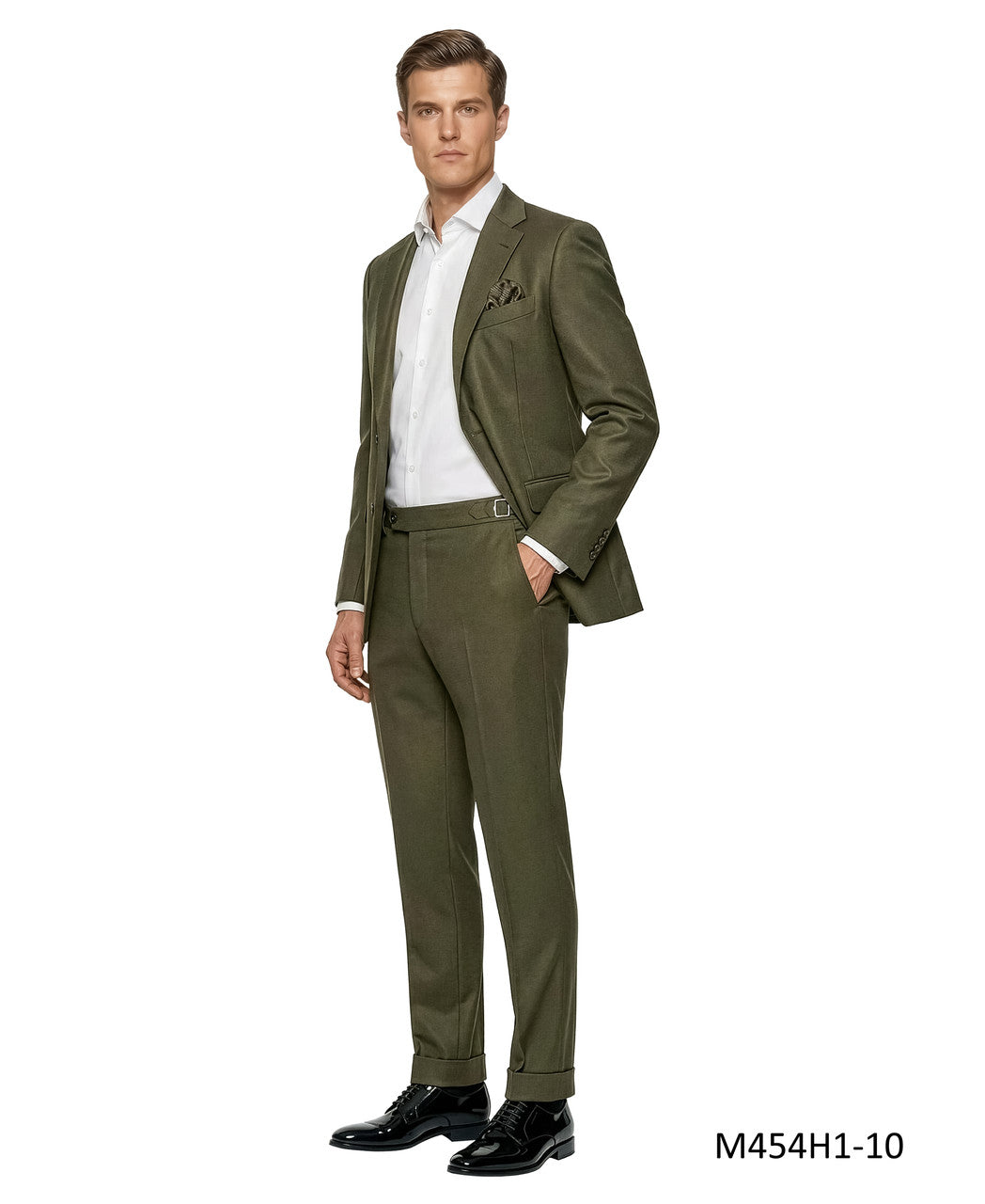 Olive Textured Knit Notch Lapel 2 Piece Tazzio Men's Suit
