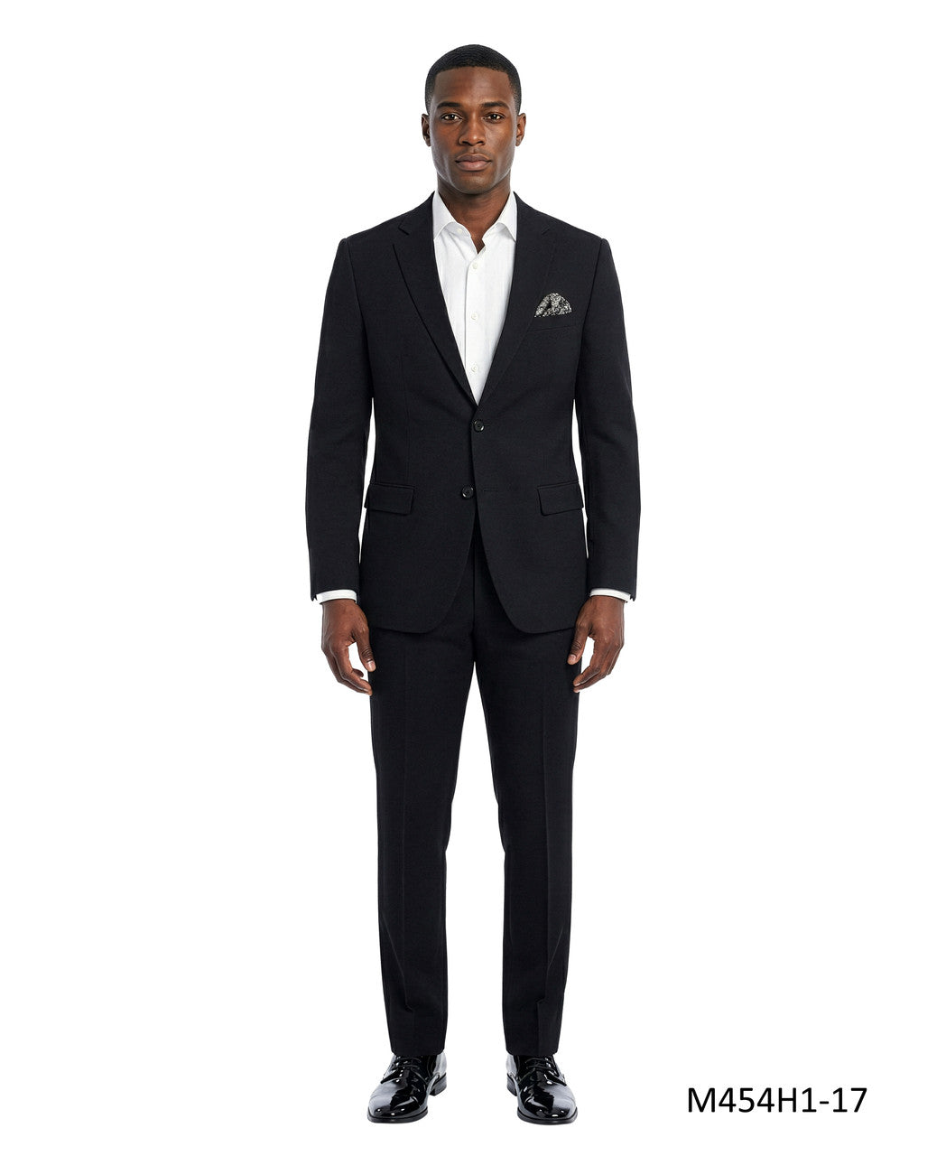 Black Textured Knit Notch Lapel 2 Piece Tazzio Men's Suit