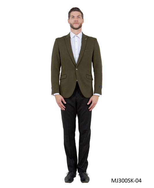 Green Peak Lapel Skinny Fit Tazzio Knit Men's Jacket