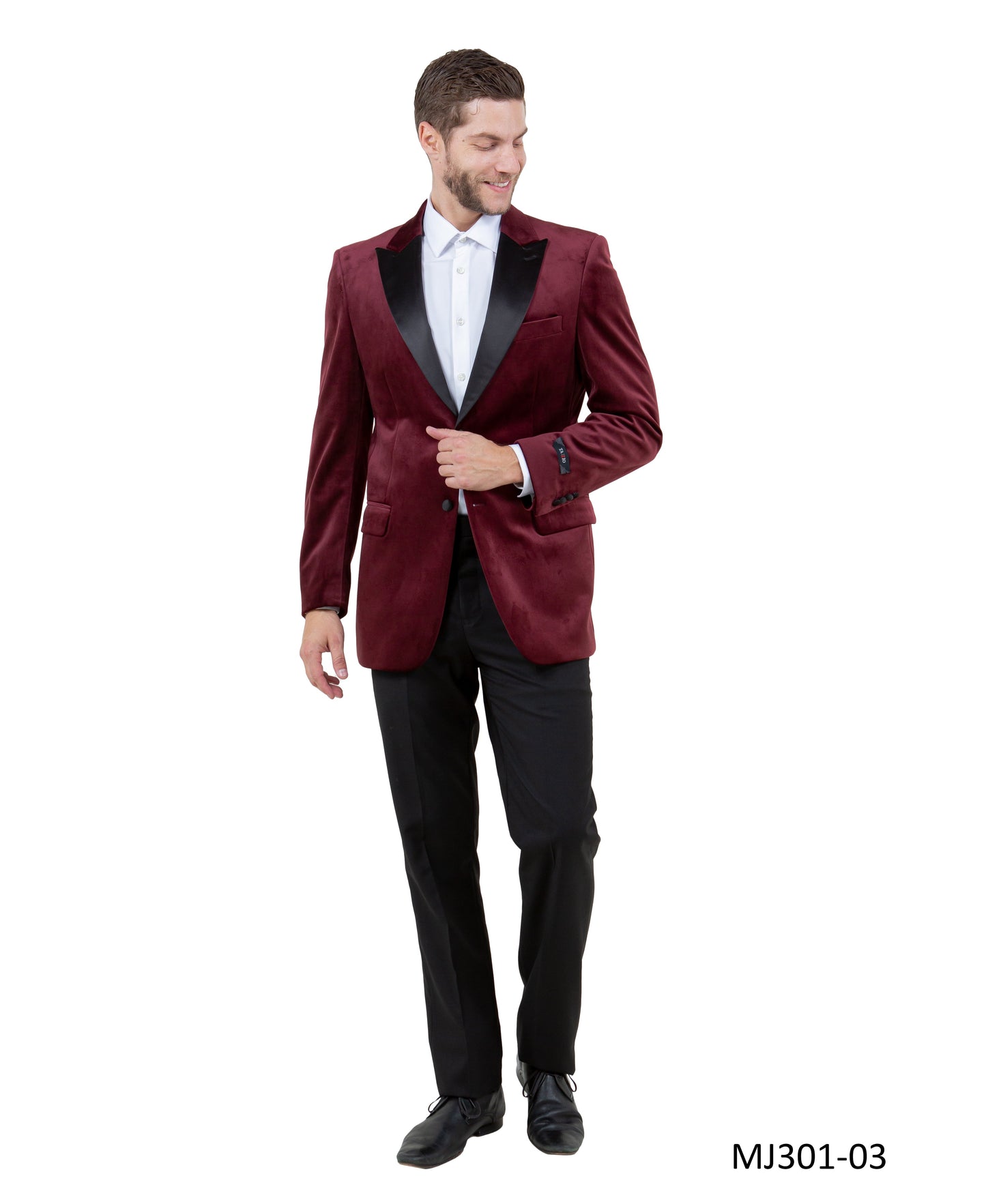 Burgundy Velvet Modern Fit Satin Peak Lapel Tazzio Men's Jacket