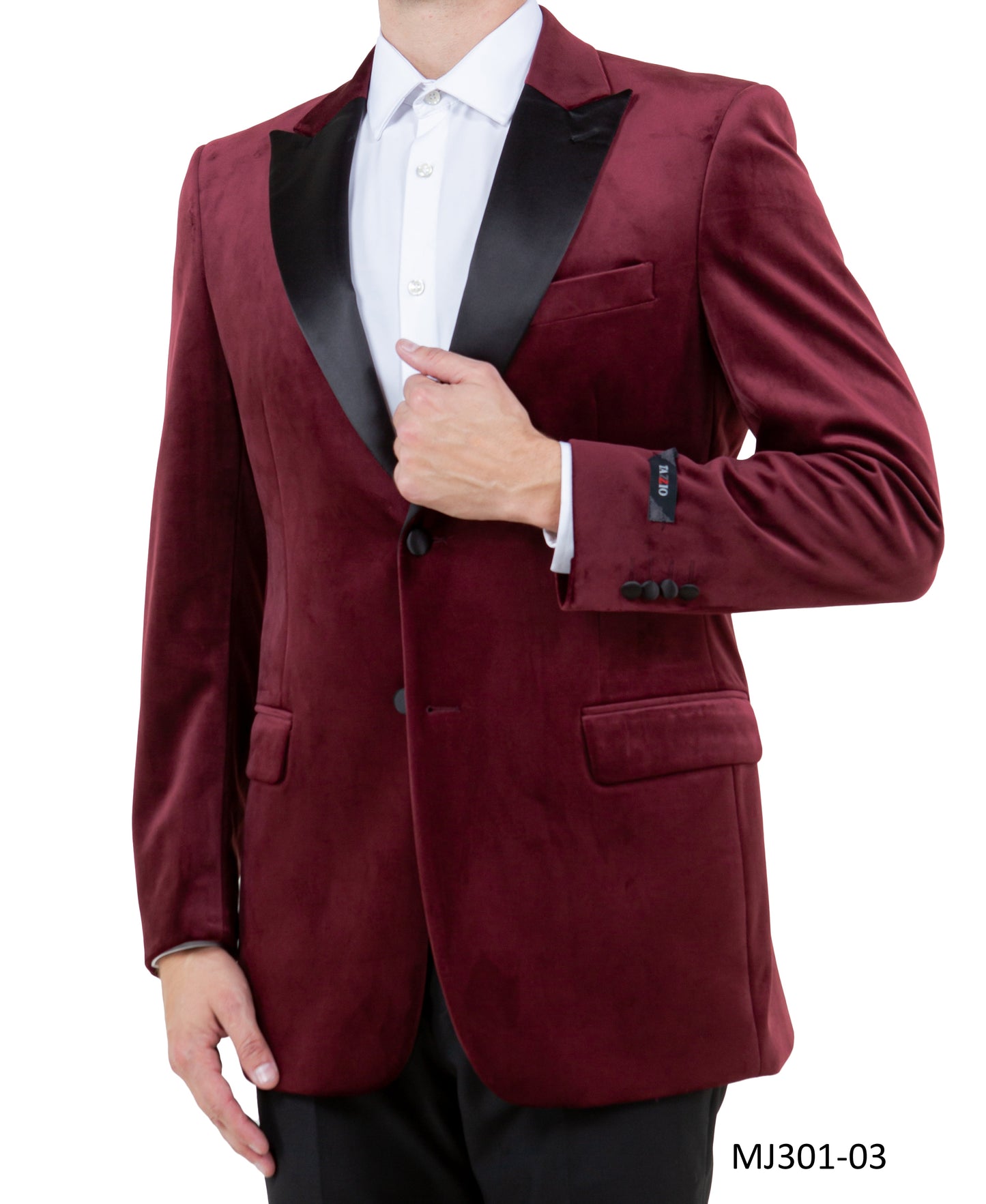 Burgundy Velvet Modern Fit Satin Peak Lapel Tazzio Men's Jacket
