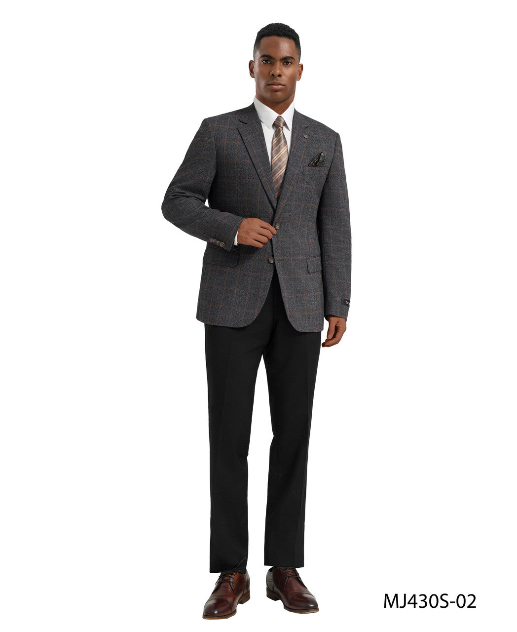 Grey Textured Windowpane Notch Lapel Slim Fit Tazzio Men's Jacket