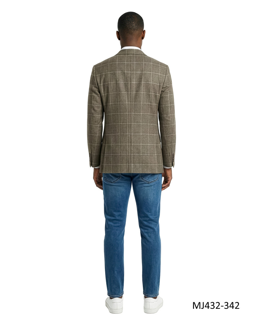 Taupe Textured Windowpane Notch Lapel Modern Fit Men's Jacket