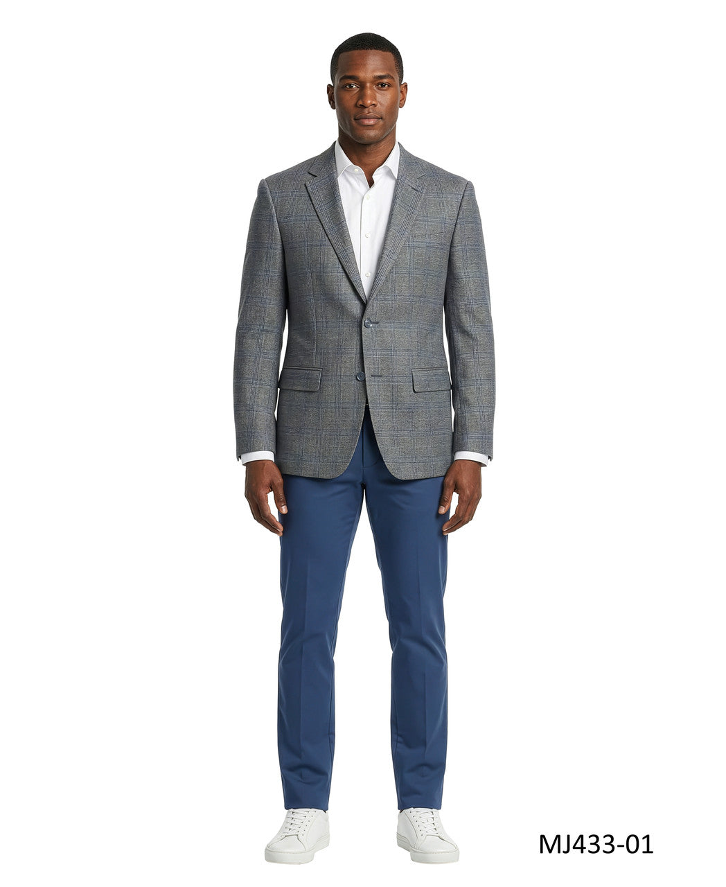 Mid Grey Glen Plaid Notch Lapel Modern Fit Men's Jacket