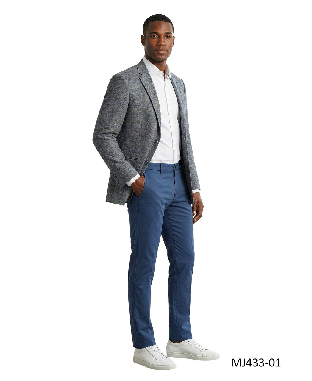 Mid Grey Glen Plaid Notch Lapel Modern Fit Men's Jacket