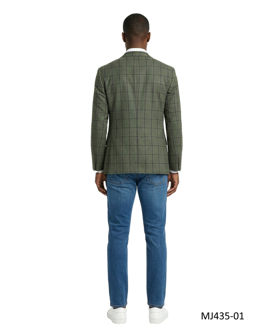 Hunter Green Textured Windowpane Notch Lapel Nodern Fit Men's Jacket