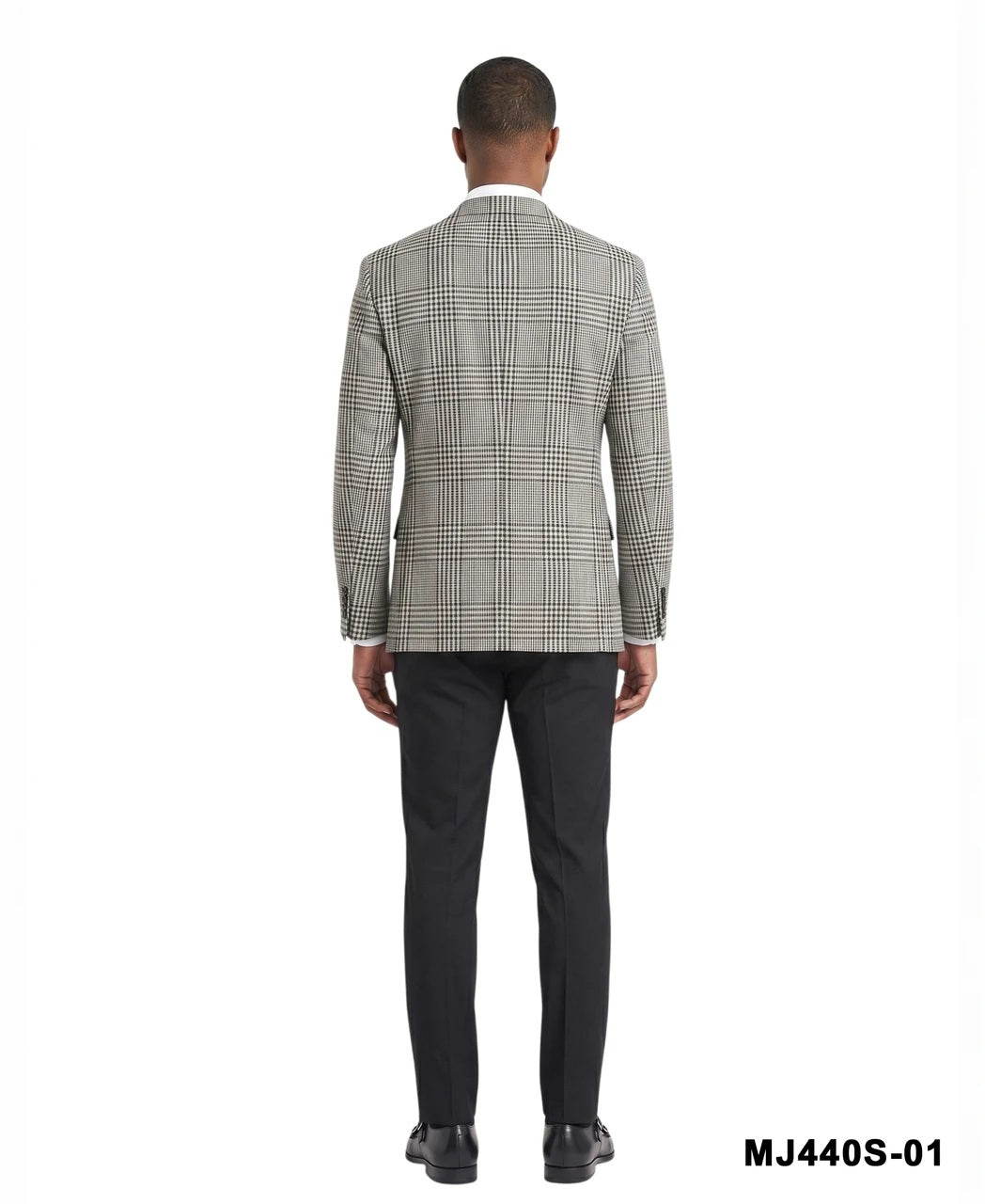 Black/White Glen Plaid Notch Lapel Slim Fit Men's Jacket