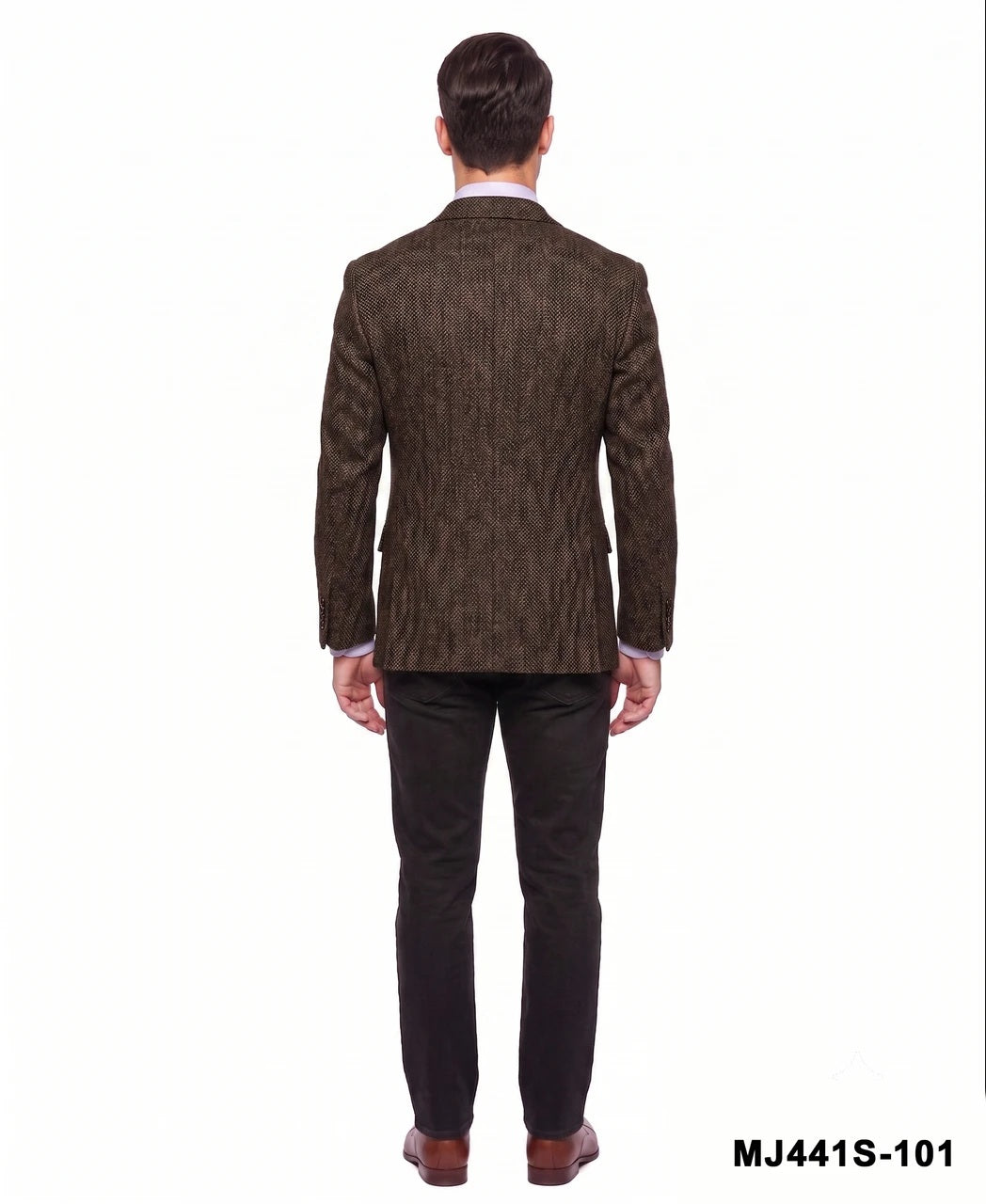 Brown Hopsack Notch Lapel Slim Fit Men's Jacket