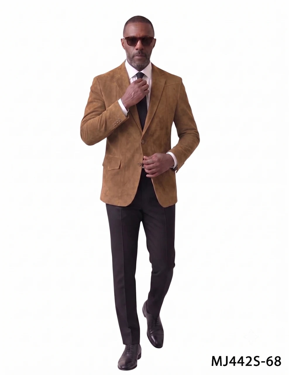 Coffee Suede Notch Lapel Slim Fit Men's Jacket