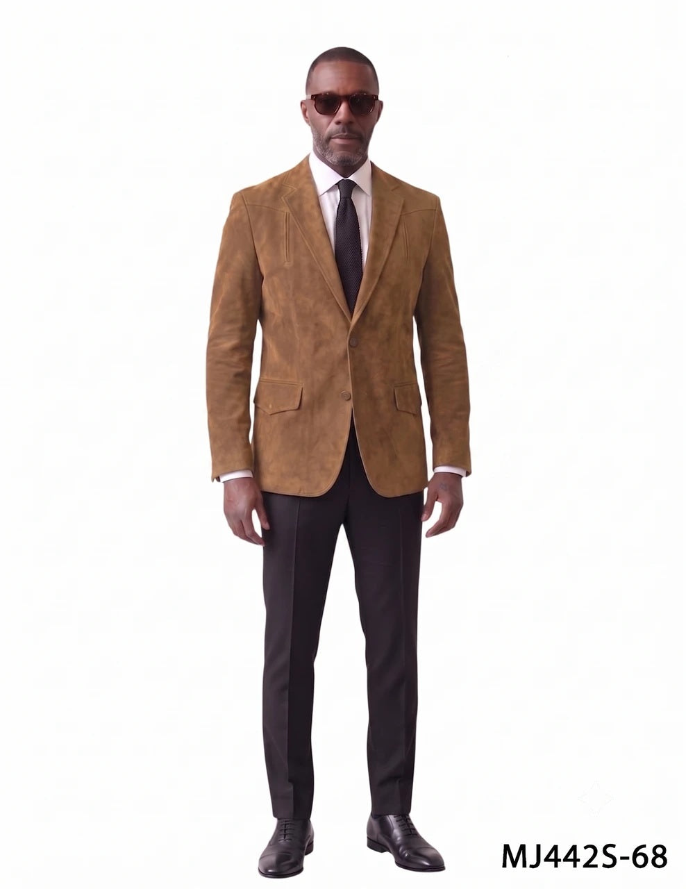 Coffee Suede Notch Lapel Slim Fit Men's Jacket