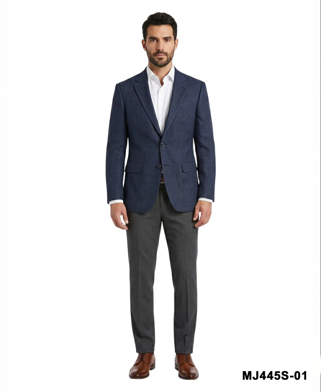 Indigo Textured Weave Notch Lapel Slim Fit Men's Jacket